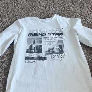 White Graphic Long Sleeve Shirt